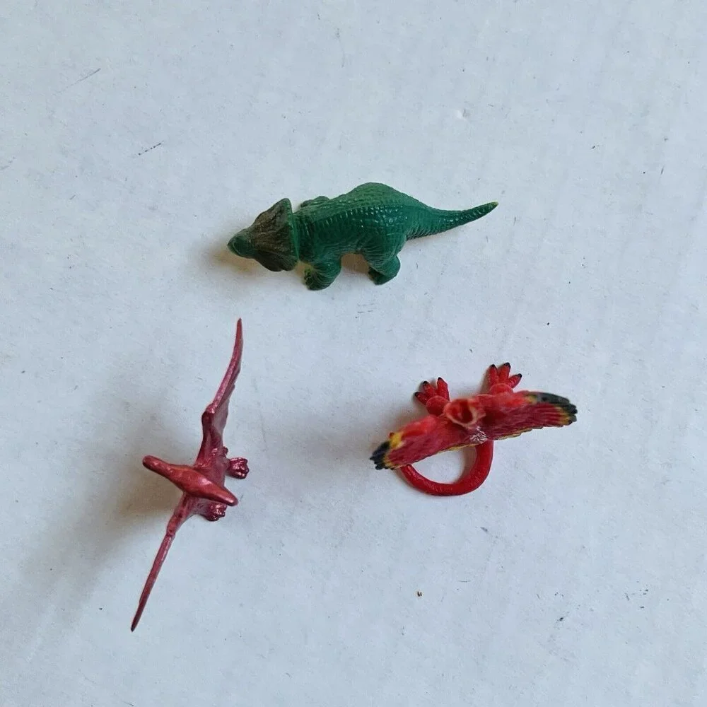 Vintage Lot of 3 Mini Dinosaur Toy Birthday Party‎ Cake Figure Small Set